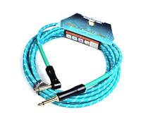 Dan's Guitar Store Instrument Cable (6m / 20ft Inline/Right-angle) 1/4 Jack 21AWG OFC Self-silencing Precision Instrument Cable