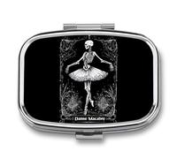 Danse Macabre Cute Travel Pill Organizer Portable Small Square Medicine Case Box for Pocket Purse