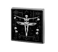 Danse Macabre Square Badge Pin Metal Memorial Brooch Button Lapel Pins for Backpack Wedding