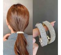 Danshinbow 2 Pcs Rhinestone High Ponytail Metal Clip Semi-Circular Hair Clip for Women