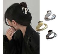 Danshinbow 3 Pcs Double Row Teeth Hair Clips High Ponytail Metal Clip Hollowed Out Semicircle Hair Claws Thick Hair for Women and Girls