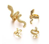 Danshinbow 4Pcs Snake Rings Set Open Serpent Stacking Rings Gothic Animal Band Rings Vintage Adjustable Knuckle Ring Set Jewelry for Women Girls (Gold)
