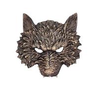 Danshinbow Animal Wolf Mask Halloween Half Face Werewolf Mask Wolf Headdress 3D Masquerade Mask Cosplay Costume for Men (Brown)