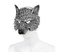 Danshinbow Animal Wolf Mask Halloween Half Face Werewolf Mask Wolf Headdress 3D Masquerade Mask Cosplay Costume for Men (Grey)