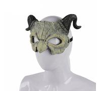 Danshinbow Halloween Sheep Horn Devil Mask Masquerade Foam Mask Scary Half Face Mask for Cosplay Costume (Beige)