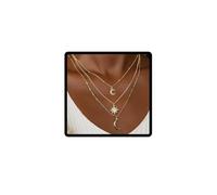 Danshinbow Layered Moon Necklace Gold Adjustable Lucky Star Necklace Jewelry for Women and Girls