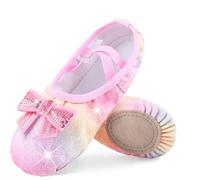 DANSHOW Ballet Shoes for Girls Split-Sole Glitter Flats Dance Shoes (Toddler/Kid)(WX55-21-31)