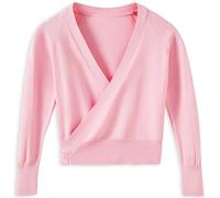 DANSHOW Girls Ballet Wrap Tops Kids Dance Cardigans, Velvet Inne Dance Sweater Crossover Cardigan Dancewear(826-08-L)
