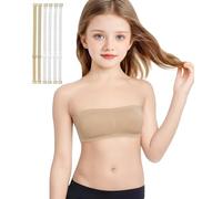 DANSHOW Girls Bandeau Seamless Training Bra Teen Crop Top(8F-18-1-L) Beige