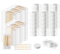 Dansib 1000 Travel Cotton Swabs Individually Packaged Double Headed Cotton Swabs and 200 Compressed Towels Portable Disposable Mini Compressed Towels Suitable for Travel Hotel Makeup Care