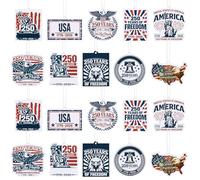 Dansib 20 Pcs 250th Anniversary USA Car Air Freshener Patriotic Hanging Car Diffuser Ornaments for Cars Rearview Mirror Home Decor 250th Anniversary Party Gift 4th of July Independence Day Decorations