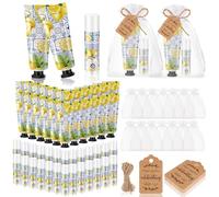 Dansib 24 Sets Hand Cream and Lip Balm Gift Bridal Baby Shower Party Supply Travel Size Hand Lotion and Lip Balm Bulk with Organza Bag and Tag Wedding Bridal Baby Shower Party (Lemon)