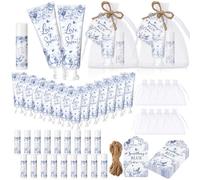 Dansib 24 Sets Something Blue Before I Do Bridal Shower Hand Cream and Lip Balm Gift Bulk Blue Floral Wedding Favors Travel Size Hand Lotion and Lip Balm Wedding Bridal Shower Party Supplies for Guest