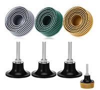 Dansib 3 Sets 2 Inch Bristle Discs with 6 mm Shank Attachment, Grit 50/80/120 for Grinding and Polishing, Change Coating Removal Disc for Metal, Compatible with Drill and Rotary Tools (Multicolor)