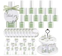 Dansib 48 Set Sage Green Mini Nail Polish Bulk Baby Shower Party Favors for Guests with Greenery Cards and Organza Bags Quick Dry for Baby Shower Return Gifts Bridal Wedding Party Souvenir