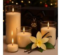 Dansib Pearled Candle with Wicks Including 2.2lb Sand Candle Refillable Beaded Wax 100 Pieces 6 Inch Pre-Waxed Wicks with Black Gift Box(Vanilla)