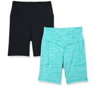 Danskin Women's 2-Pack 7" Active Bike Shorts, Baltic Heather/Black Salt, L