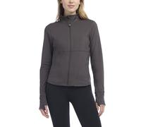 Danskin Women's Athletic Full Zip Corset Yoga Jacket, Black Grey, L