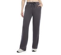 Danskin Womens Fleece Luxe Double Knit Flare Leg Sweatpants, Black Grey, Large