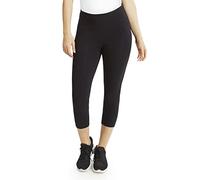 Danskin Women's Mid Rise Capri Legging, Black Salt, S
