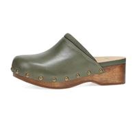 Dansko Andie Women’s Handcrafted Mule Clogs - Artisan Wood Sole Slip-On Shoes with Memory Foam Insole - Made in Brazil, Olive, 5.5-6