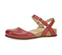 Dansko Christine Women's Cushioned Low Profile Wedge Mary Jane - Closed-Toe Sandal with Hook and Loop Adjustable Strap, Lightweight Comfort, Arch Support, Red, 6.5-7