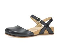 Dansko Christine Women's Cushioned Low Profile Wedge Mary Jane - Closed-Toe Sandal with Hook and Loop Adjustable Strap, Lightweight Comfort, Arch Support, Black, 8.5-9