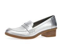 Dansko Danica Heeled Loafer for Women - Waterproof Leather with Rubber Outsole and Leather Stacked Heel for Long-Lasting Style in Any Weather, Silver, 10.5-11