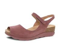 Dansko Marcy Slip-On Wedge Sandal for Women - Comfortable Wedge Shoes with Arch Support -Adjustable Hook & Loop Strap - Versatile Casual to Dressy Footwear - Lightweight Rubber Outsole, Rose, 11.5-12
