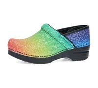 Dansko Professional Glitter Slip-On Clogs for Women - Rocker Sole and Arch Support for Comfort - Shiny and Stylish Glitter Uppers, Rainbow, 5.5-6 Wide