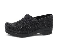 Dansko Professional Glitter Slip-On Clogs for Women - Rocker Sole and Arch Support for Comfort - Shiny and Stylish Glitter Uppers, Black, 8.5-9 Wide