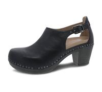 Dansko Sassy Stylish Upfront Closed Toe for Women - Energy-Return Footbed with Added Arch Support - Lightweight PU Outsole for Long-Lasting Wear - Great for All-Seasons Style, Black Leather, 9.5-10