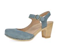 Dansko Taytum Closed-Toe Assymetrical Sandal for Women - Quality Leathers Treated with Scotchgard for Stain Resistance - Cushioned, Contoured Footbed for All-Day Comfort, Denim, 9.5-10