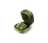 Dansmiy Resilient Velvet Earring Display Box for Anniversary, Stud Earrings Packaging Boxes, Jewelry Storage Organizer Small Case for Retail Travel (Green)