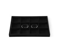 Dansmiy Velvet Stackable Jewellery Display Tray, 12 Grid Watch Bangle Bracelet Storage Tray, Makeup Drawer Insert Jewellery Shop Organiser Plate (Black)