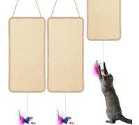 Dansydaisy 2 Pack Sisal Door Cat Scratching Mat Double Use Hanging Scratcher Wall Floor Mount Cat Scratch Mat Kitty Scratching Pad for Indoor Kitten with Hemp Rope, 7.87"x19.69" (Toy,Natural)