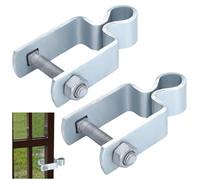 Dansydaisy 2 Pcs 2" x 5/8" Square Post Female Hinges, Galvanized Steel, Silver, Surface Mount, Chain Link Fence Gate Hinge with Bolts and Nuts