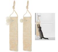 Dansydaisy 2 Pcs Cat Scratcher Door Hanging, 19.3 x 5.5inch Cat Scratching Post Wall Mounted, Natural Sisal Scratching Pad Surface with Ball Toy for Indoor Cats Kitty