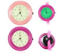 Dansydaisy 2 Pcs Glow in The Dark Stethoscope Watch Nurse Gift Clip on Pocket Watch with Second Hand Appreciation Medical Accessories for Nursing Students Doctor Clinic Staff (Pink,Rose Pink)