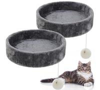 Dansydaisy 2 Pieces 13.5'' Cat Tree Replacement Parts Accessories Round Kitten Tree Tower Top Perch Bed Platform Cushion M10 Cat Tower Add Ons Attachments, Grey