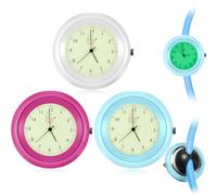 Dansydaisy 3 Pcs Glow in The Dark Stethoscope Watch Nurse Gift Clip on Pocket Watch with Second Hand Appreciation Medical Accessories for Nursing Students Doctor Clinic Staff (Blue,Rose Pink,White)