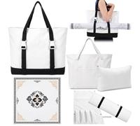 Dansydaisy 5 Pcs Mahjong Tile Bag with 32" Mahjong Mat, White, Elegant