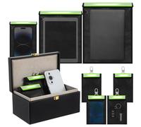 Dansydaisy 8 Pack 1 Pcs Large Faraday Box with 7 Pcs Faraday Bags(L, M and S) for Car Keys, Laptops, Tablets, Phones, Fireproof and Waterproof Key Protector for Car Security (Green)