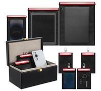 Dansydaisy 8 Pack 1 Pcs Large Faraday Box with 7 Pcs Faraday Bags(L, M and S) for Car Keys, Laptops, Tablets, Phones, Fireproof and Waterproof Key Protector for Car Security (Red)