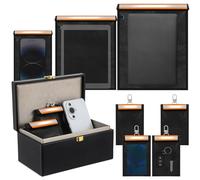 Dansydaisy 8 Pack 1 Pcs Large Faraday Box with 7 Pcs Faraday Bags(L, M and S) for Car Keys, Laptops, Tablets, Phones, Fireproof and Waterproof Key Protector for Car Security(Orange)