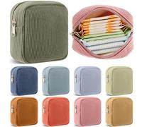 Dansydaisy 9 Pcs Small Makeup Bag Mini Corduroy Cosmetic Bag for Purse Sanitary Napkin Storage Pouch Preppy Wallet Set for Women Portable First Period Pouch with Zipper for Travelling, Vintage Color