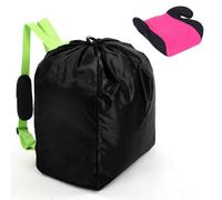 Dansydaisy Booster Seat Travel Bag for Airplane Durable Backless Car Seat Bags Cover for Foldable Waterproof Airport Check Backpack with Padded Shoulder Straps(Black)