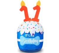Dansydaisy Dog 11th Birthday Cake Toy Accessories for Girl Boy Gifts, Blue Squeaky Plush Toy for Dog Birthday Party Decor Favor for Large, Medium and Small Dogs