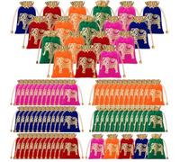 Dansydaisy Indian Return Gift Bags Traditional Elephant Potli Drawstring Pouches for Pooja Jewelry Weddings Diwali, colorful, Classic