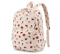 Dansydaisy Pink Bow Backpack for Girls Cute Corduroy Coquette 21L School Bookbag Backpack 17.5'' Large Capacity Daypack